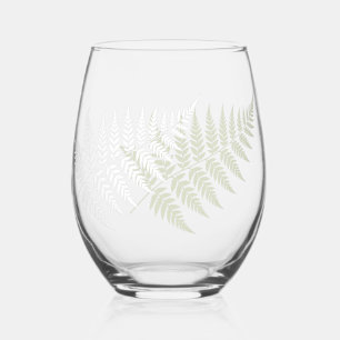 Licht saliegroen witte varen elegante botanische wijnglas zonder voet
