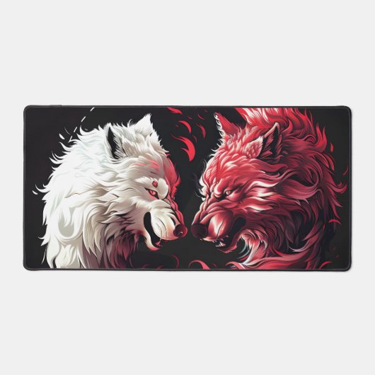 Licht Schaduw Wolf Spirit Dier Fantasie Bureaumat (Voorkant)