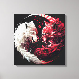 Licht Schaduw Wolf Spirit Dier Fantasie Canvas Afdruk