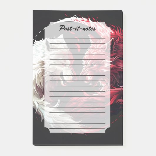 Licht Schaduw Wolf Spirit Dier Fantasie Post-it® Notes (Voorkant)