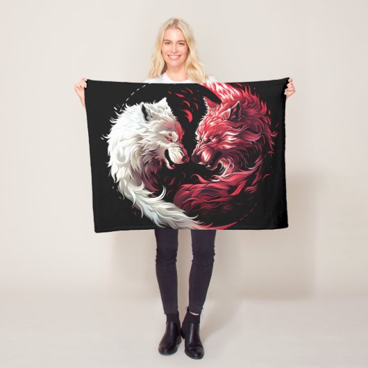 Licht Schaduw Wolf Spiritueel Dier Fantasy Fleece Deken (In situ)