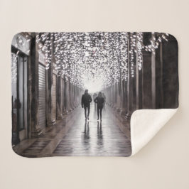 Licht, schaduwen en symmetrie - sepia sherpa deken