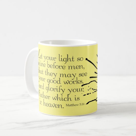 Licht schijnen koffiemok (Voorkant links)