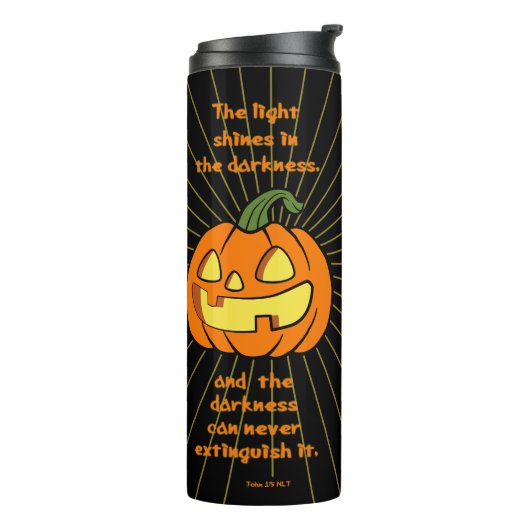 Licht schijnt in de duisternis Jack-o-lantern Thermosbeker (Gedraaid links)