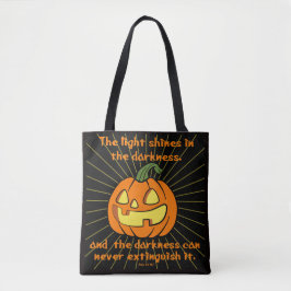 Licht schijnt in de duisternis Jack-o-lantern Tote Bag
