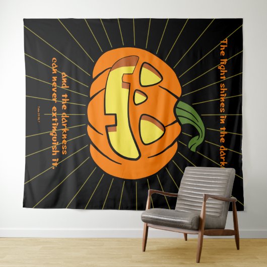 Licht schijnt in de duisternis Jack-o-lantern Wandkleed (In Situ (horizontaal))