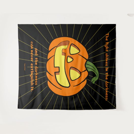 Licht schijnt in de duisternis Jack-o-lantern Wandkleed (Voorkant (horizontaal))