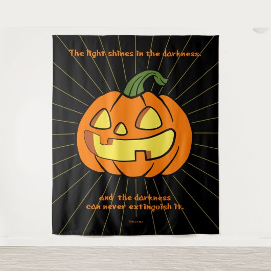 Licht schijnt in de duisternis Jack-o-lantern Wandkleed (Voorkant)