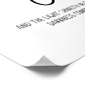 Licht schijnt in het donker, John 1:5, Bijbelverse Poster (Hoek)