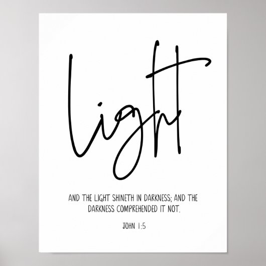 Licht schijnt in het donker, John 1:5, Bijbelverse Poster (Voorkant)