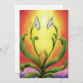 licht schijnt op hartbloem met witte bloesems feestdagenkaart (Voorkant / Achterkant)