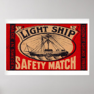 Licht Schip - Matchbox Print - Zweden Wanddecorati