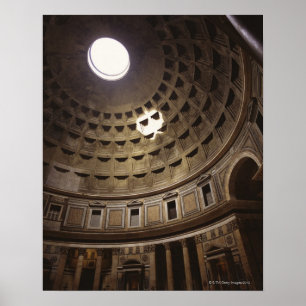 Licht schitterend door oculus in het Pantheon in Poster