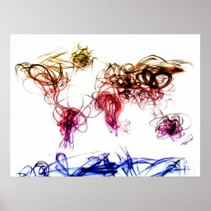 Licht schrijven van wereldkaart poster