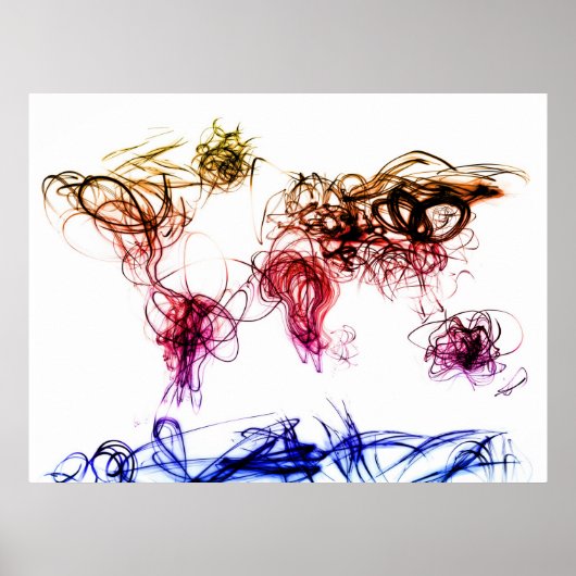 Licht schrijven van wereldkaart poster (Voorkant)