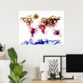 Licht schrijven van wereldkaart poster (Thuiskantoor)