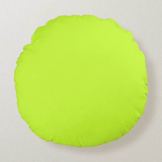 Licht Sherbert Leaf Groene effen kleur Aangepast Rond Kussen (Voorkant)