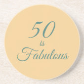 Licht Sinaasappel en Blauwgroen 50 is geweldig Zandsteen Onderzetter (Voorkant)