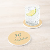 Licht Sinaasappel en Blauwgroen 50 is geweldig Zandsteen Onderzetter (Zijkant)