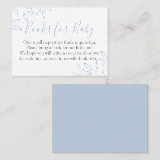 Licht Sky Blue Foliage Baby shower Request Informatiekaartje (Voorkant / Achterkant)