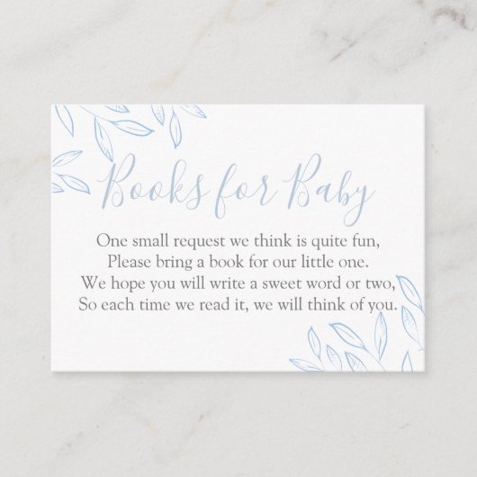 Licht Sky Blue Foliage Baby shower Request Informatiekaartje (Voorkant)
