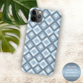 Licht Slate Blauw Grijs Mideeuw Squares Patroon Case-Mate iPhone Case