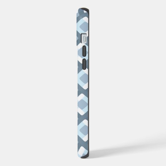 Licht Slate Blauw Grijs Mideeuw Squares Patroon iPhone Hoesje (Linkerkant)
