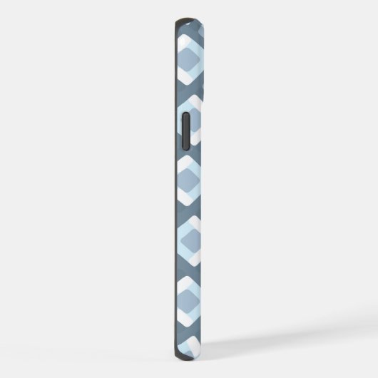 Licht Slate Blauw Grijs Mideeuw Squares Patroon iPhone Hoesje (Rechterkant)