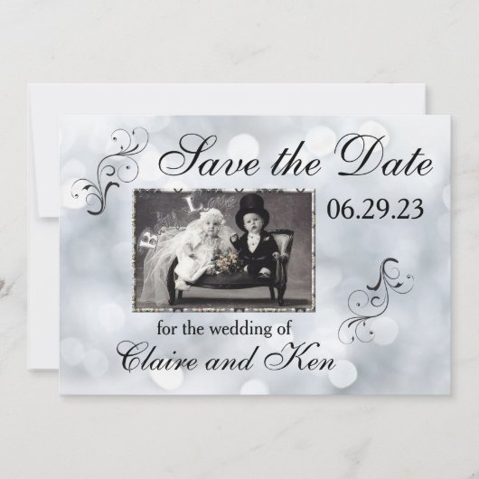 Licht sneeuwglitter sparen de Datum Save The Date (Voorkant)