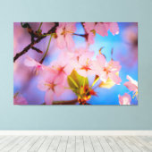 Licht spelen op Sakura Canvas Afdruk (Insitu (Houten vloer))