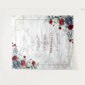 Licht Stof Blauw Bourgondië Bloem Goud Bruiloft Wandkleed (Voorkant (horizontaal))