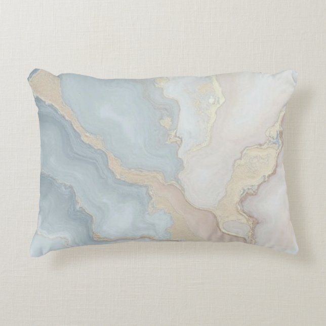 Licht Stofblauw Grijs Beige Crème Abstract Accent Kussen (Voorkant)