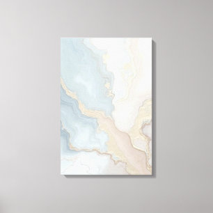 Licht Stofblauw Grijs Beige Crème Abstract Canvas Afdruk