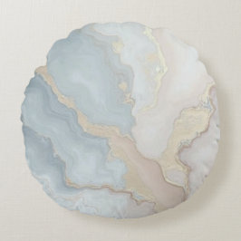 Licht Stofblauw Grijs Beige Crème Abstract Rond Kussen