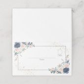 Licht Stoffig Blauw Blush Roze Gouden Bloemen Plaatskaartje (Buitenkant ongevouwen)