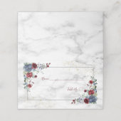 Licht Stoffig Blauw Bourgogne Bloemen Plaatskaartje (Buitenkant ongevouwen)