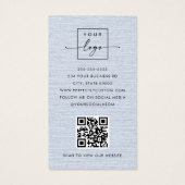 Licht stoffig blauw uiterlijk logo QR code visitek Visitekaartje (Achterkant)