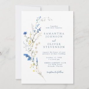 Licht Stoffig Blauw Wildflower Rustiek Boho Huweli Kaart