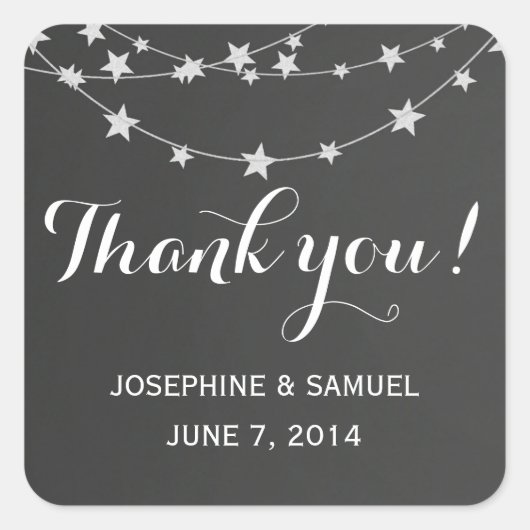 Licht String krijtbord vierkante Stickers (Voorkant)