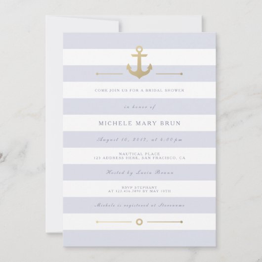 Licht Striped Nautical Vrijgezellenfeest nodigt ui Kaart (Voorkant)
