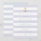 Licht Striped Nautical Vrijgezellenfeest nodigt ui Kaart (Voorkant / Achterkant)