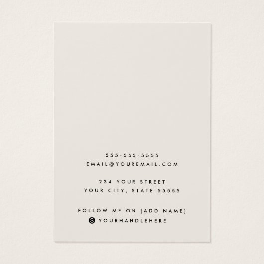 Licht-tan aangepaste logo-oorenkaart visitekaartje (Achterkant)