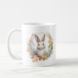 Licht Tan Bunny Konijn met Spring Flowers Koffiemok