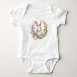 Licht Tan Bunny Konijn met Spring Flowers Romper