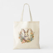 Licht Tan Bunny Konijn met Spring Flowers Tote Bag (Achterkant)