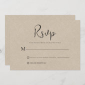 Licht Tan Linnen Eenvoudig Zwart Script RSVP-kaart Kaart (Voorkant / Achterkant)