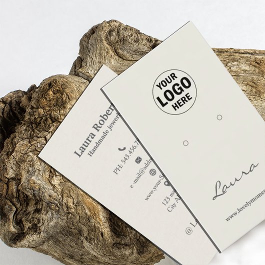 Licht Tan Voeg uw Logo oorbel display Visitekaartje