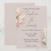 Licht Taupe Boho Pampas Grass Wedding Kaart (Voorkant / Achterkant)