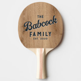 Licht Teakhout Retro Familienaam & Jaar Tafeltennisbatje