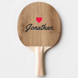 Licht Teakhout Vintage Hart Handtekening Tafeltennisbatje